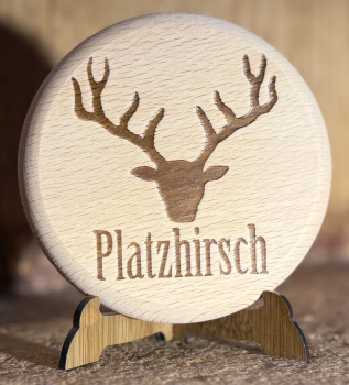 Holzbierdeckel "Platzhirsch"